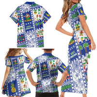 Northern Mariana Islands Christmas Family Matching Short Sleeve Bodycon Dress and Hawaiian Shirt Festive Beach Vibes - Polynesian Pride