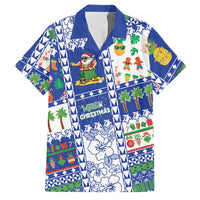 Northern Mariana Islands Christmas Family Matching Tank Maxi Dress and Hawaiian Shirt Festive Beach Vibes LT05 Dad's Shirt - Short Sleeve Blue - Polynesian Pride