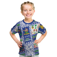 Northern Mariana Islands Christmas Kid T Shirt Festive Beach Vibes LT05 Blue - Polynesian Pride