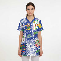 Northern Mariana Islands Christmas Scrub Top Festive Beach Vibes - Polynesian Pride