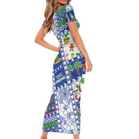Northern Mariana Islands Christmas Short Sleeve Bodycon Dress Festive Beach Vibes - Polynesian Pride