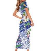 Northern Mariana Islands Christmas Short Sleeve Bodycon Dress Festive Beach Vibes LT05 - Polynesian Pride