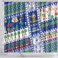 Northern Mariana Islands Christmas Shower Curtain Festive Beach Vibes - Polynesian Pride