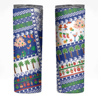 Northern Mariana Islands Christmas Skinny Tumbler Festive Beach Vibes - Polynesian Pride