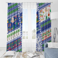 Northern Mariana Islands Christmas Window Curtain Festive Beach Vibes - Polynesian Pride