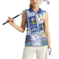 Northern Mariana Islands Christmas Women Sleeveless Polo Shirt Festive Beach Vibes - Polynesian Pride