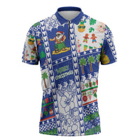 Northern Mariana Islands Christmas Zipper Polo Shirt Festive Beach Vibes - Polynesian Pride