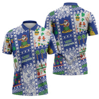 Northern Mariana Islands Christmas Zipper Polo Shirt Festive Beach Vibes - Polynesian Pride