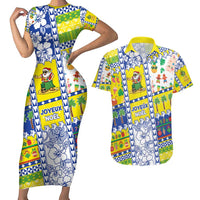 New Caledonia Christmas Couples Matching Short Sleeve Bodycon Dress and Hawaiian Shirt Festive Beach Vibes LT05 Yellow - Polynesian Pride