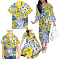 New Caledonia Christmas Family Matching Off The Shoulder Long Sleeve Dress and Hawaiian Shirt Festive Beach Vibes - Polynesian Pride