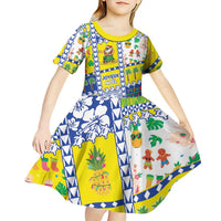 New Caledonia Christmas Kid Short Sleeve Dress Festive Beach Vibes LT05 - Polynesian Pride