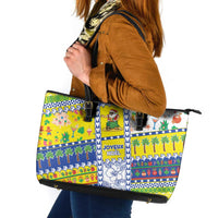 New Caledonia Christmas Leather Tote Bag Festive Beach Vibes - Polynesian Pride
