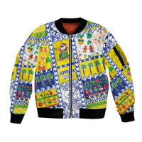 New Caledonia Christmas Sleeve Zip Bomber Jacket Festive Beach Vibes - Polynesian Pride