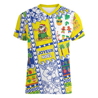 New Caledonia Christmas Women V-Neck T-Shirt Festive Beach Vibes LT05 Female Yellow - Polynesian Pride