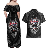 Hawaii November 28th Couples Matching Off Shoulder Maxi Dress and Hawaiian Shirt Kanaka Maoli Tribal Pattern - Polynesian Pride
