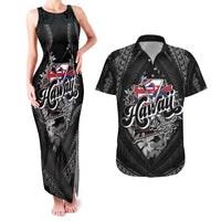 Hawaii November 28th Couples Matching Tank Maxi Dress and Hawaiian Shirt Kanaka Maoli Tribal Pattern LT05 Black - Polynesian Pride