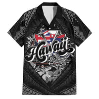 Hawaii November 28th Family Matching Tank Maxi Dress and Hawaiian Shirt Kanaka Maoli Tribal Pattern LT05 Dad's Shirt - Short Sleeve Black - Polynesian Pride