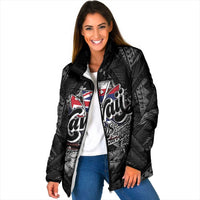Hawaii November 28th Padded Jacket Kanaka Maoli Tribal Pattern LT05 Women Black - Polynesian Pride
