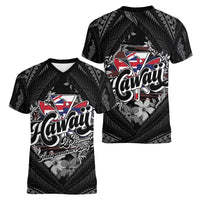 Hawaii November 28th Women V-Neck T-Shirt Kanaka Maoli Tribal Pattern LT05 - Polynesian Pride