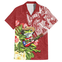 Puerto Rico Coqui Frog Family Matching Long Sleeve Bodycon Dress and Hawaiian Shirt Tropical Flowers Polynesian Style - Polynesian Pride