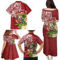 Puerto Rico Coqui Frog Family Matching Puletasi and Hawaiian Shirt Tropical Flowers Polynesian Style - Polynesian Pride