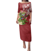 Puerto Rico Coqui Frog Family Matching Puletasi and Hawaiian Shirt Tropical Flowers Polynesian Style - Polynesian Pride