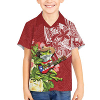 Puerto Rico Coqui Frog Family Matching Summer Maxi Dress and Hawaiian Shirt Tropical Flowers Polynesian Style - Polynesian Pride