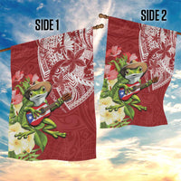 Puerto Rico Coqui Frog Garden Flag Tropical Flowers Polynesian Style - Polynesian Pride