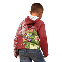 Puerto Rico Coqui Frog Kid Hoodie Tropical Flowers Polynesian Style - Polynesian Pride