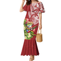 Puerto Rico Coqui Frog Mermaid Dress Tropical Flowers Polynesian Style - Polynesian Pride