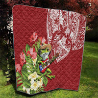 Puerto Rico Coqui Frog Quilt Tropical Flowers Polynesian Style - Polynesian Pride