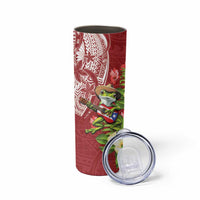 Puerto Rico Coqui Frog Skinny Tumbler Tropical Flowers Polynesian Style - Polynesian Pride