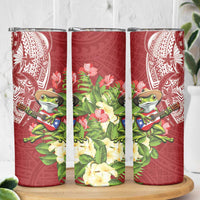 Puerto Rico Coqui Frog Skinny Tumbler Tropical Flowers Polynesian Style - Polynesian Pride