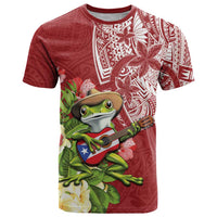 Puerto Rico Coqui Frog T Shirt Tropical Flowers Polynesian Style - Polynesian Pride