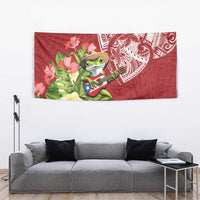 Puerto Rico Coqui Frog Tapestry Tropical Flowers Polynesian Style - Polynesian Pride