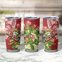 Puerto Rico Coqui Frog Tumbler Cup Tropical Flowers Polynesian Style - Polynesian Pride