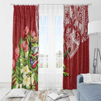 Puerto Rico Coqui Frog Window Curtain Tropical Flowers Polynesian Style - Polynesian Pride