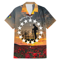 Cook Islands ANZAC Day Family Matching Mermaid Dress and Hawaiian Shirt Lest We Forget LT05 Dad's Shirt - Short Sleeve Grey - Polynesian Pride