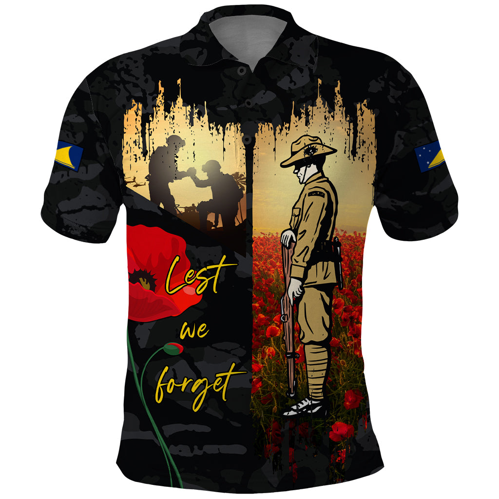Tokelau ANZAC Day Polo Shirt Lest We Forget LT05 Black - Polynesian Pride