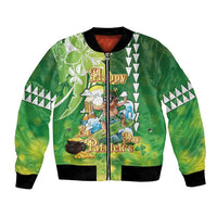 Hawaii Saint Patrick's Day Bomber Jacket Funny Surfing Leprechaun LT05 Unisex Green - Polynesian Pride
