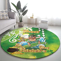 Hawaii Saint Patrick's Day Round Carpet Funny Surfing Leprechaun LT05 - Polynesian Pride