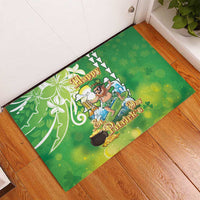 Hawaii Saint Patrick's Day Rubber Doormat Funny Surfing Leprechaun