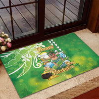 Hawaii Saint Patrick's Day Rubber Doormat Funny Surfing Leprechaun