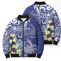 Personalised Hafa Adai Guam Bomber Puffer Jacket Latte Stone With Coconut Crab LT05 - Polynesian Pride