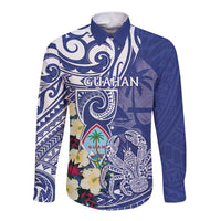 Personalised Hafa Adai Guam Long Sleeve Button Shirt Latte Stone With Coconut Crab