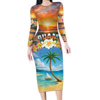 Guam Long Sleeve Bodycon Dress Eternal Summer Sunset Beach
