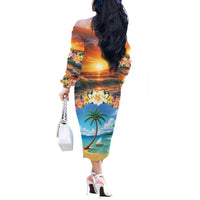 Guam Off The Shoulder Long Sleeve Dress Eternal Summer Sunset Beach