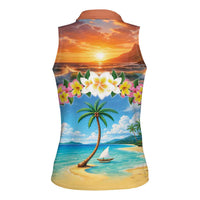 Guam Women Sleeveless Polo Shirt Eternal Summer Sunset Beach LT05 - Polynesian Pride