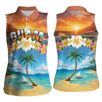 Guam Women Sleeveless Polo Shirt Eternal Summer Sunset Beach LT05 - Polynesian Pride