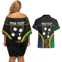 Personalised South Sea Islanders And Fiji Couples Matching Off Shoulder Short Dress and Hawaiian Shirt Kanakas Fijian Tapa Pattern LT05 - Polynesian Pride